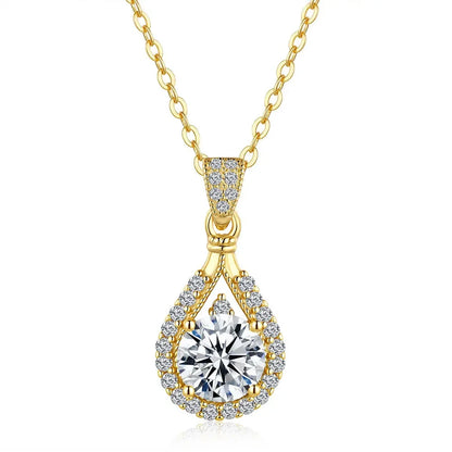 Luxury 100% Real 18k Gold Drop Pipa Pendant Women's Clavicle Chain Moissanite Necklace